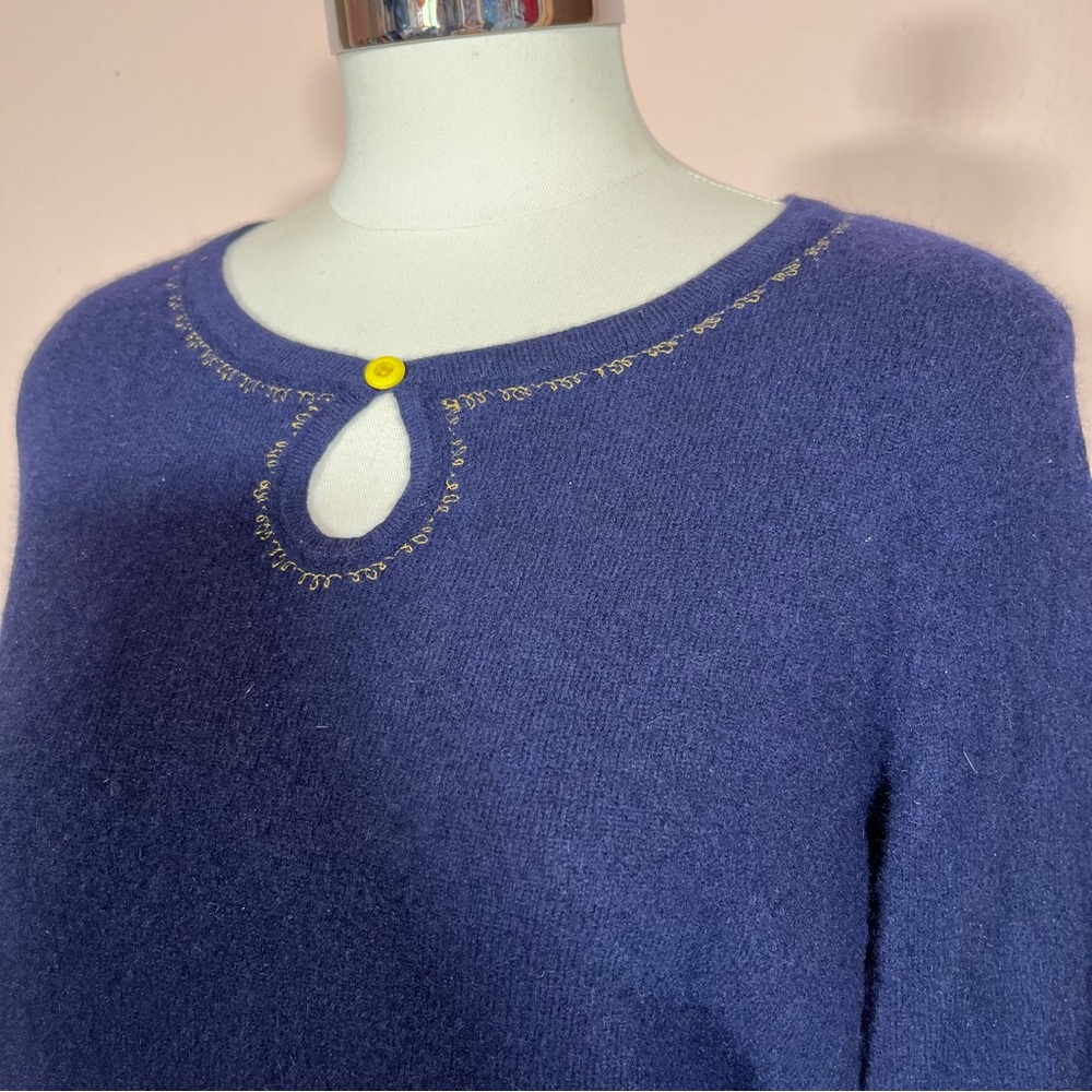 Vintage 90 Y2k Pearl Blue Cottagecore Cashmere feminine Croquet Girl Sweater - Picture 7 of 16